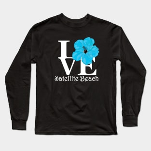 LOVE Satellite Beach Blue Hibiscus Long Sleeve T-Shirt